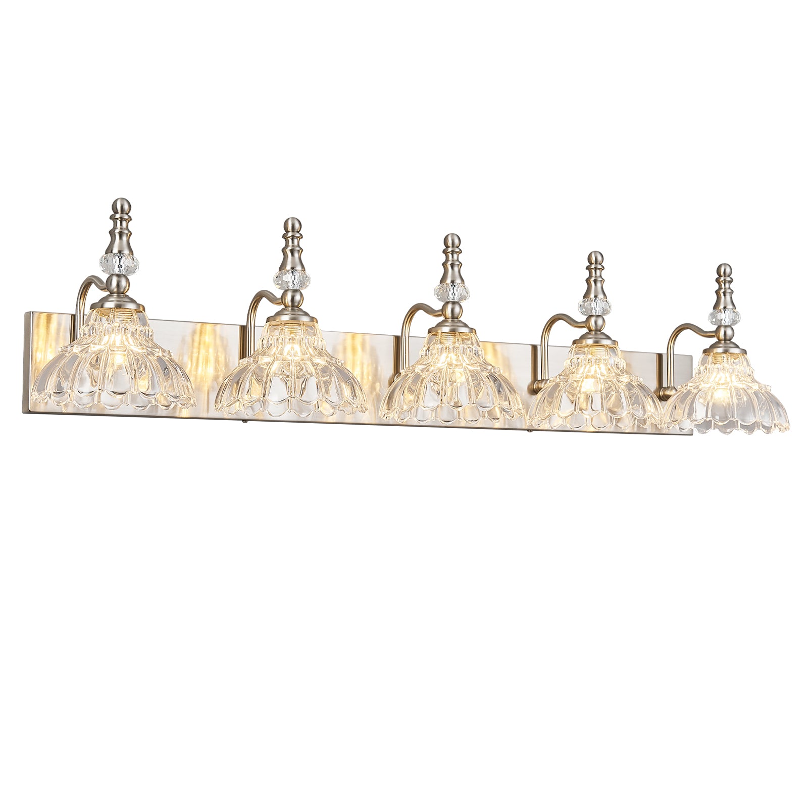 Vintage Clear Flower Glass Shade  Bathroom Vanity