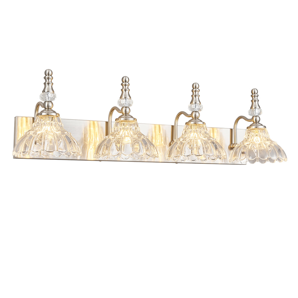 Vintage Clear Flower Glass Shade  Bathroom Vanity