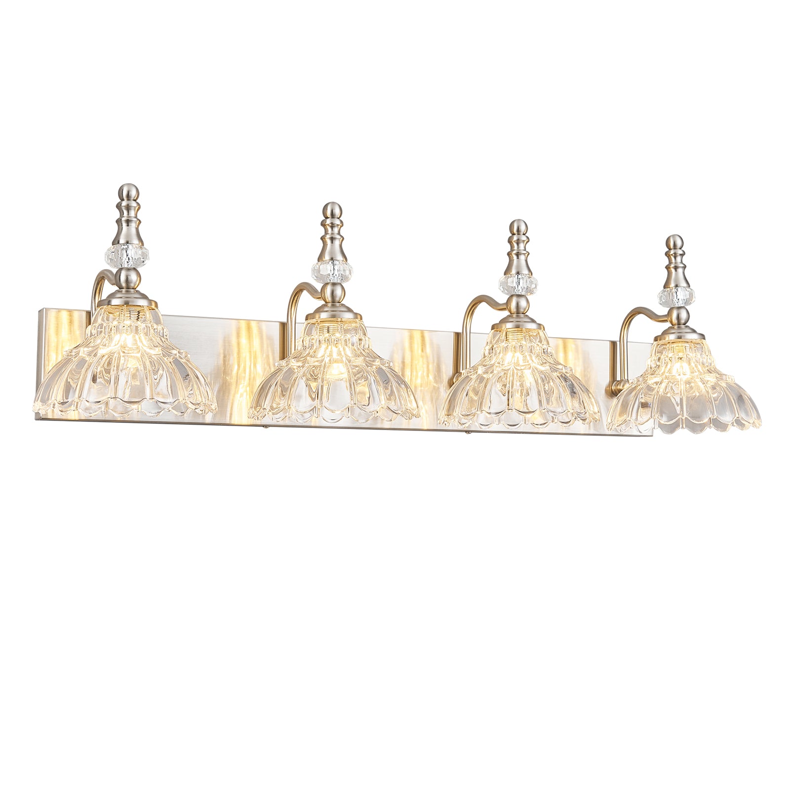 Vintage Clear Flower Glass Shade  Bathroom Vanity