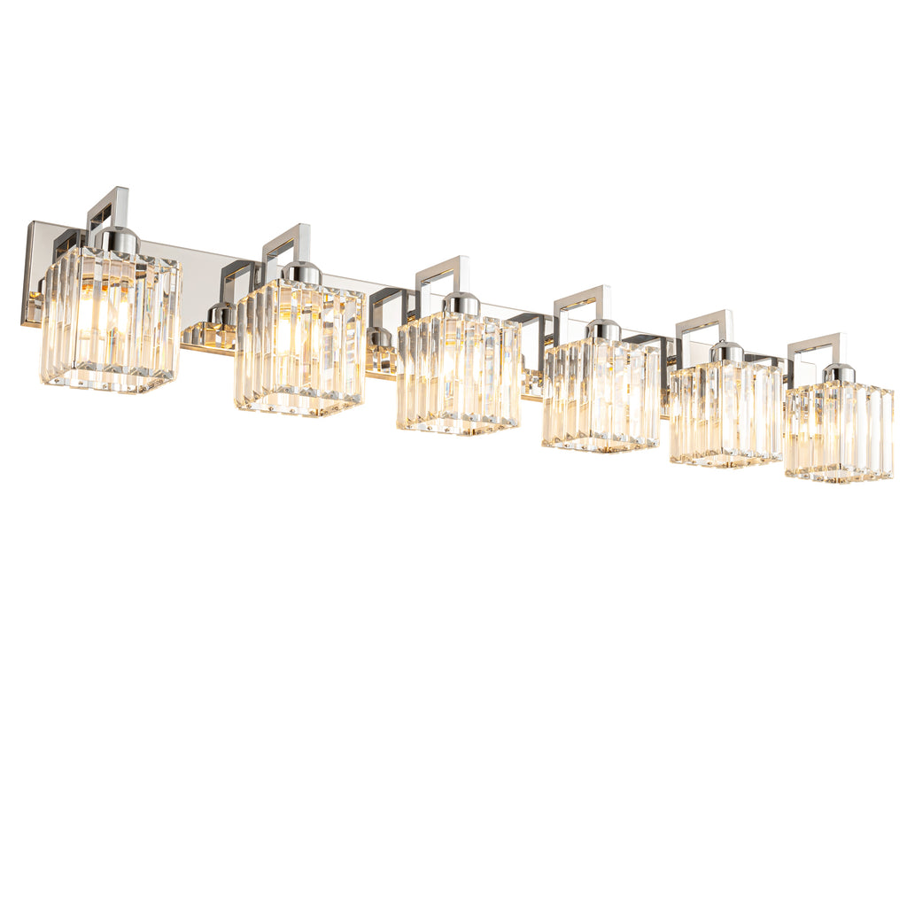 Modern Minimalist Vertical Rectangular Crystal Bathroom Vanity Light