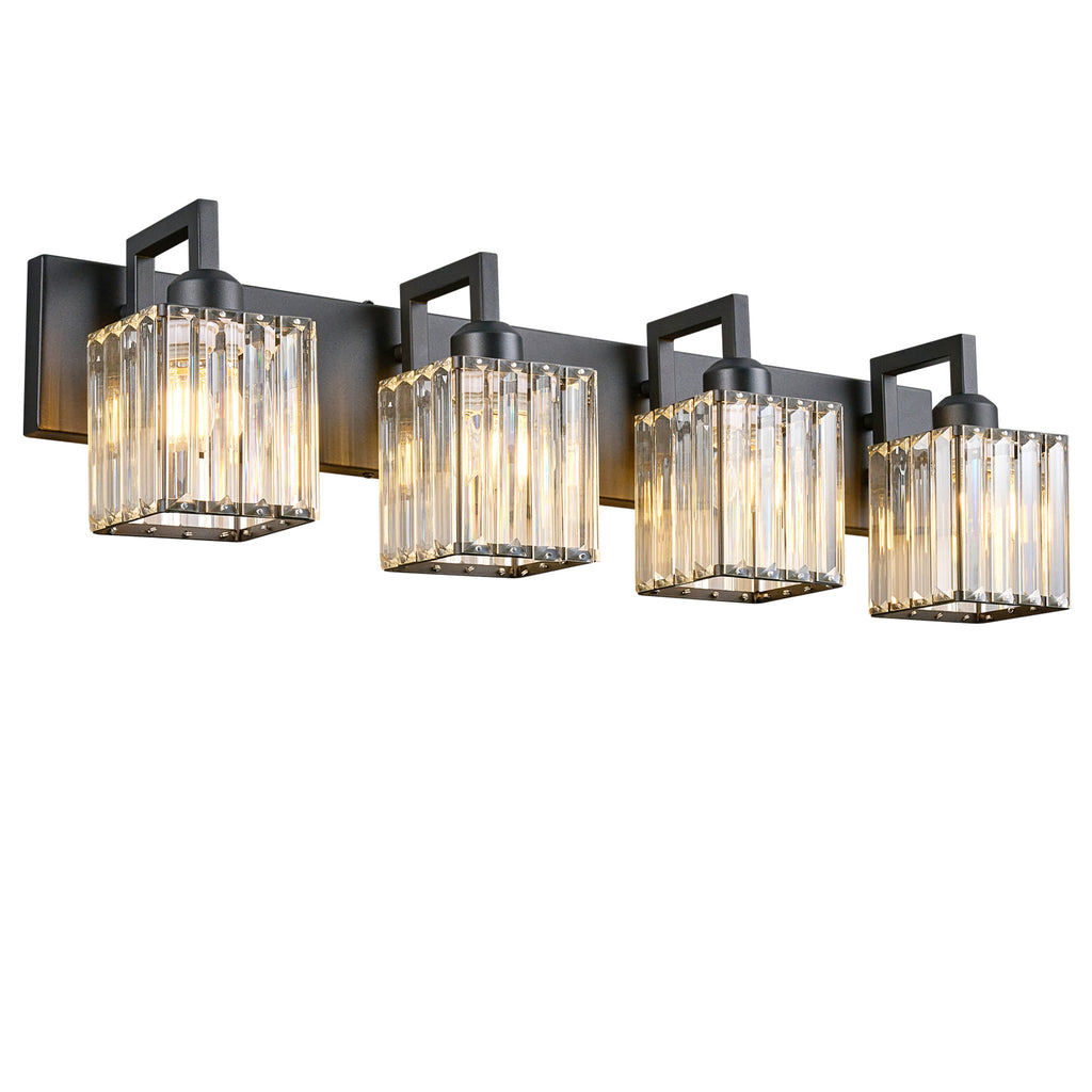 Modern Minimalist Vertical Rectangular Crystal Bathroom Vanity Light