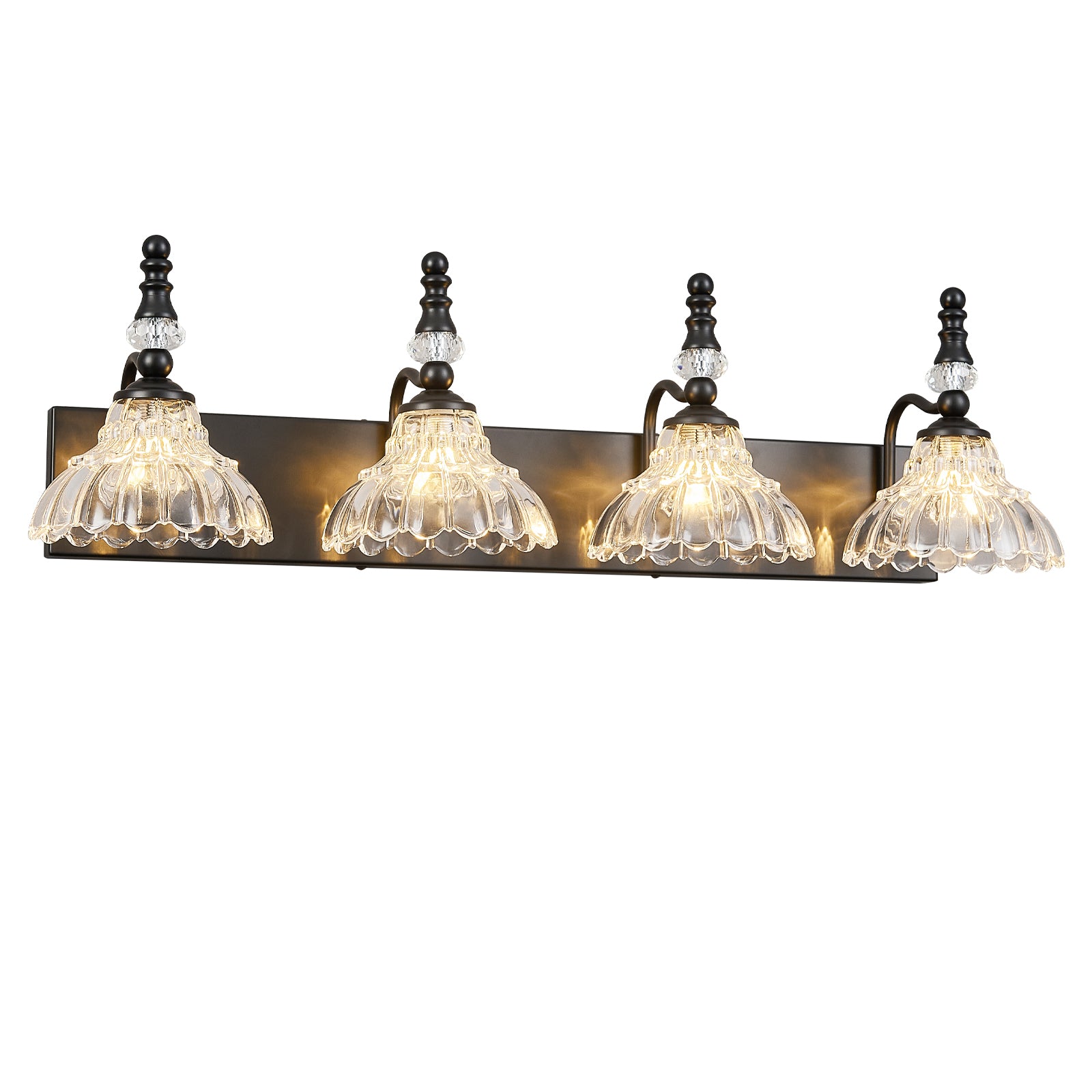 Vintage Clear Flower Glass Shade  Bathroom Vanity