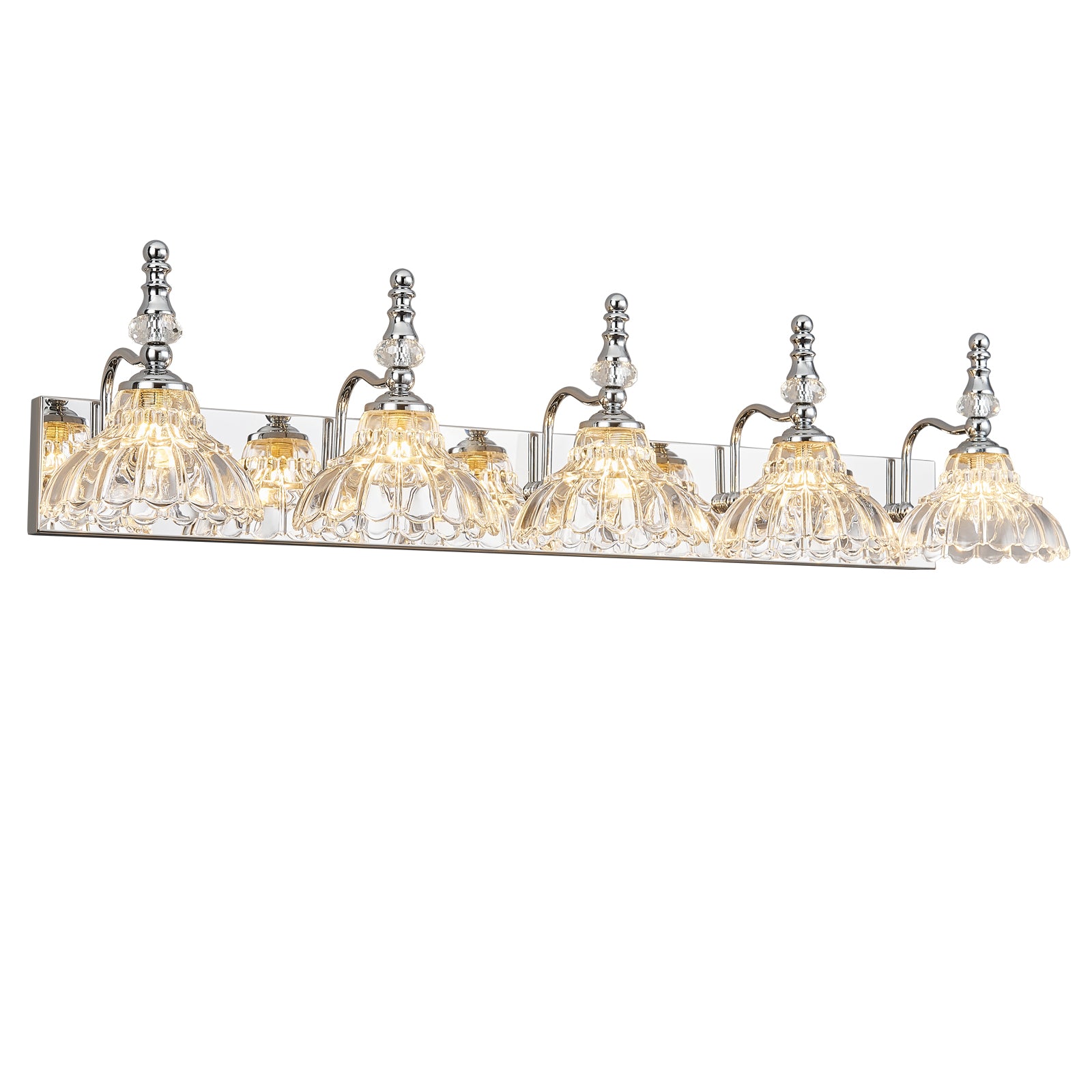 Vintage Clear Flower Glass Shade  Bathroom Vanity