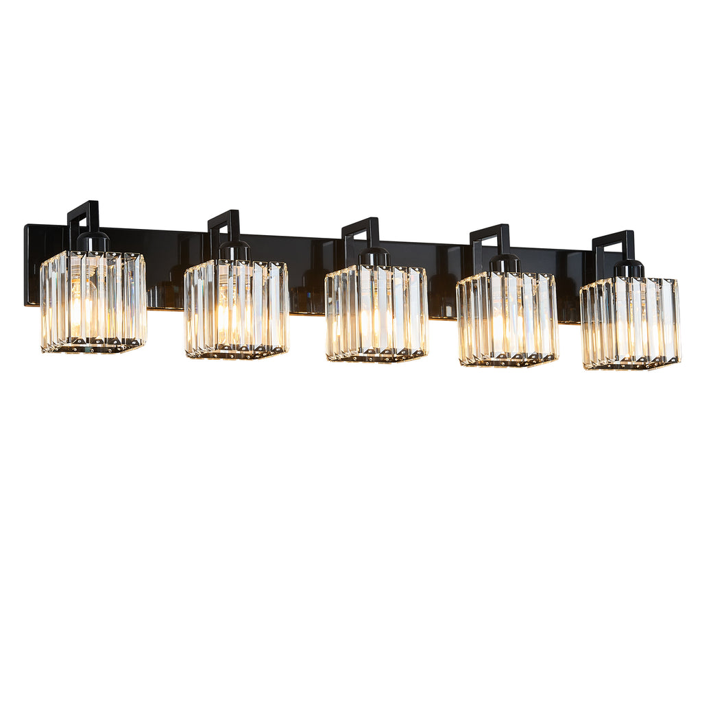 Modern Minimalist Vertical Rectangular Crystal Bathroom Vanity Light