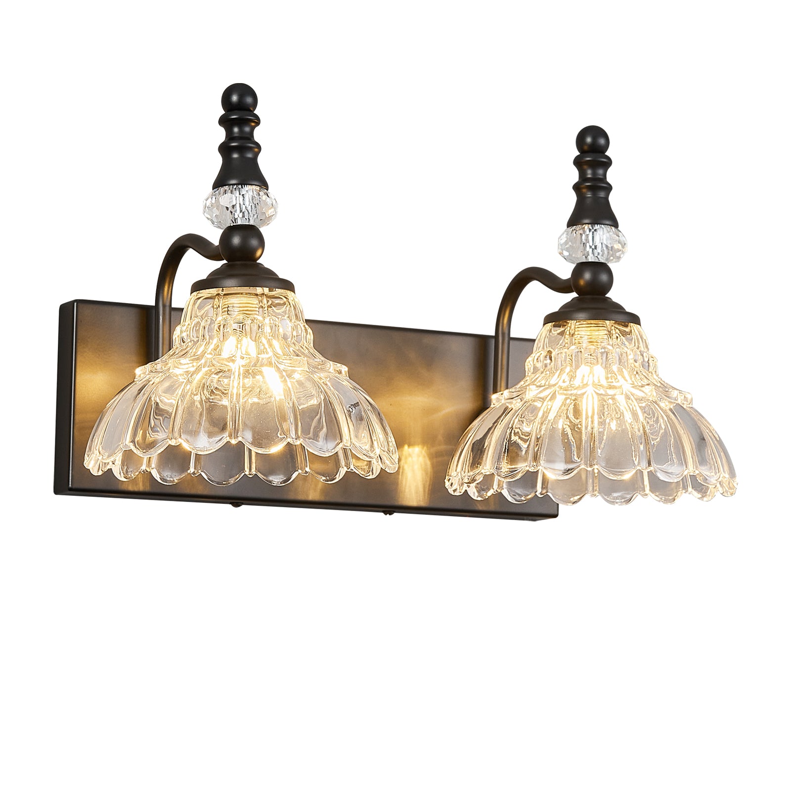 Vintage Clear Flower Glass Shade  Bathroom Vanity