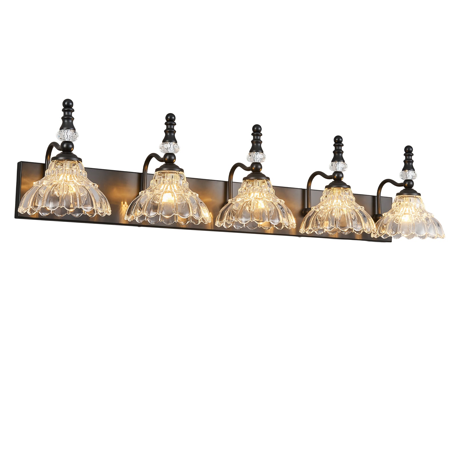 Vintage Clear Flower Glass Shade  Bathroom Vanity