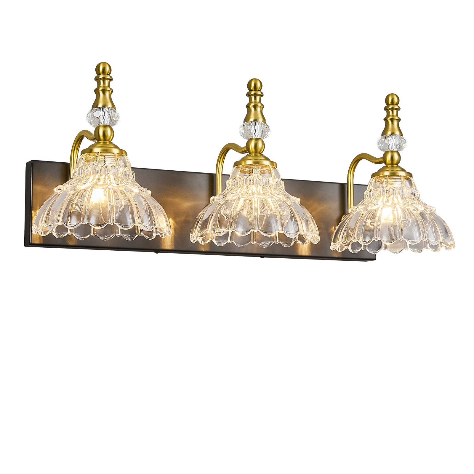 Vintage Clear Flower Glass Shade  Bathroom Vanity