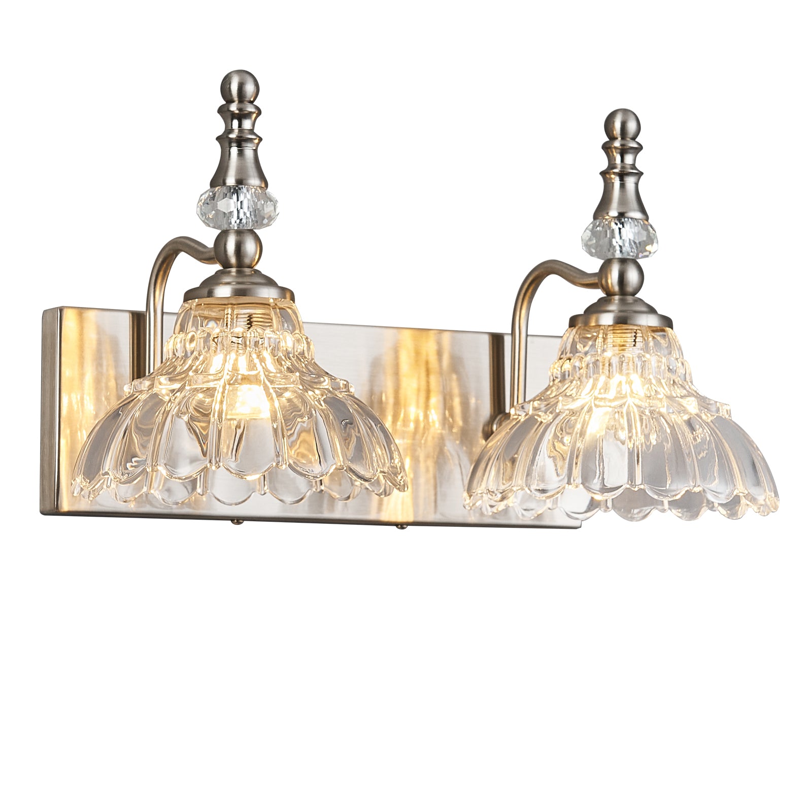 Vintage Clear Flower Glass Shade  Bathroom Vanity