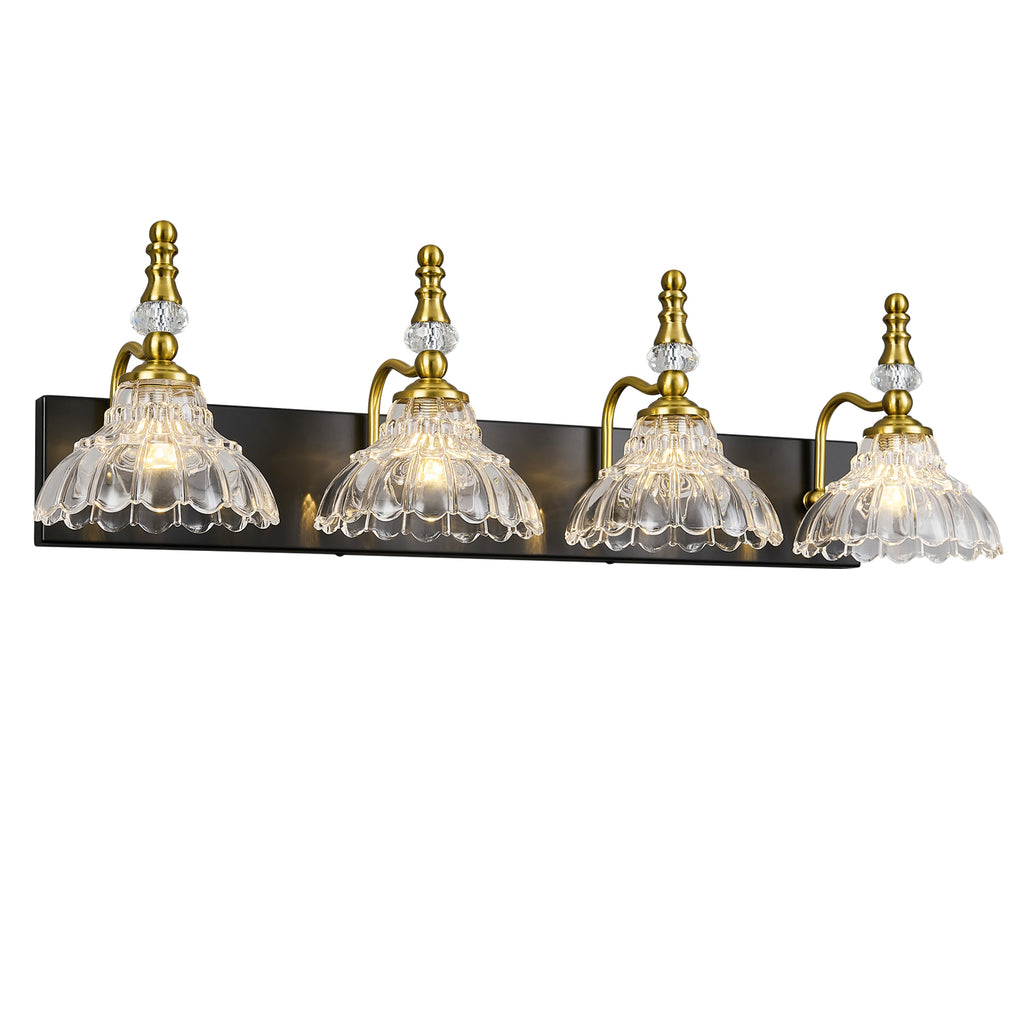Vintage Clear Flower Glass Shade  Bathroom Vanity