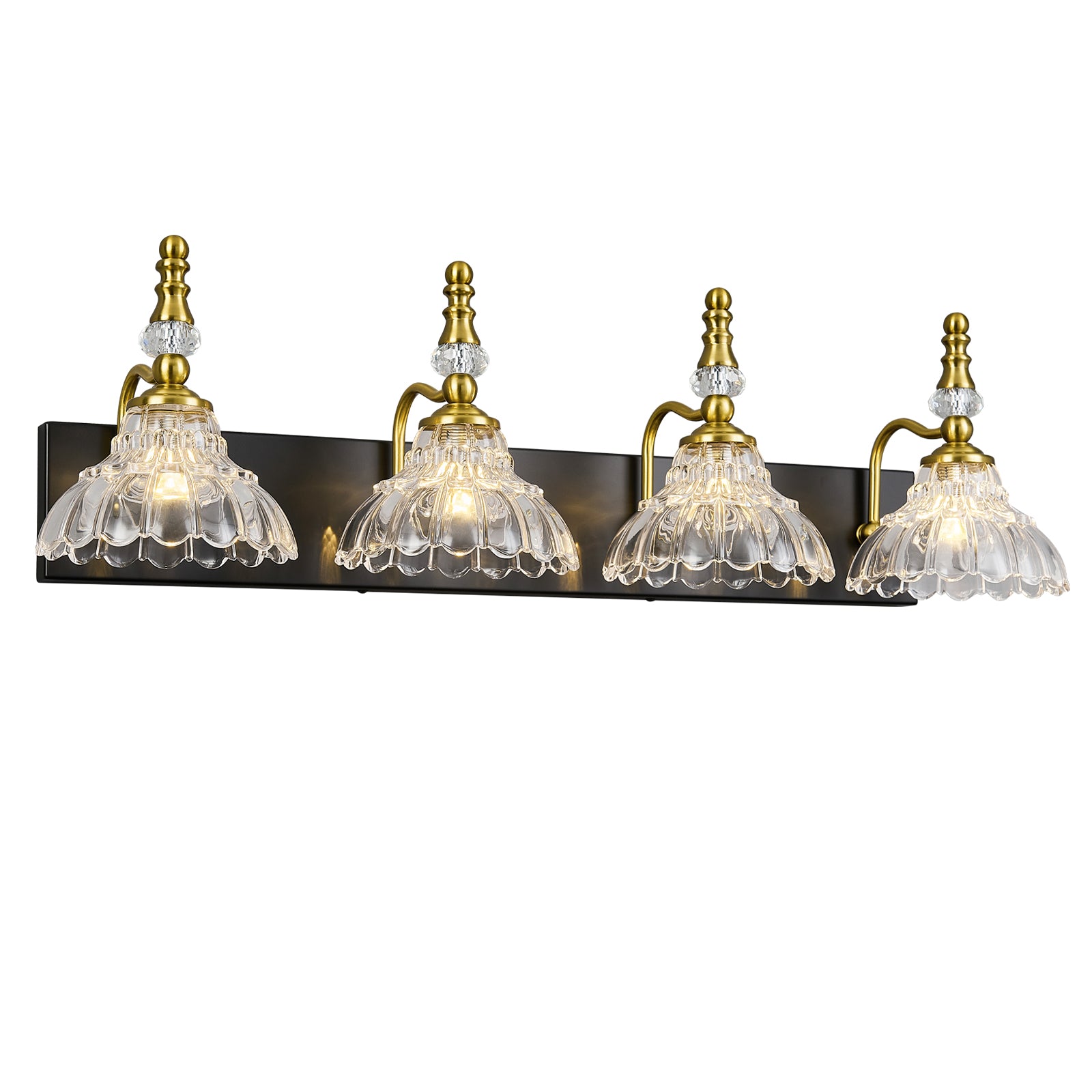 Vintage Clear Flower Glass Shade  Bathroom Vanity