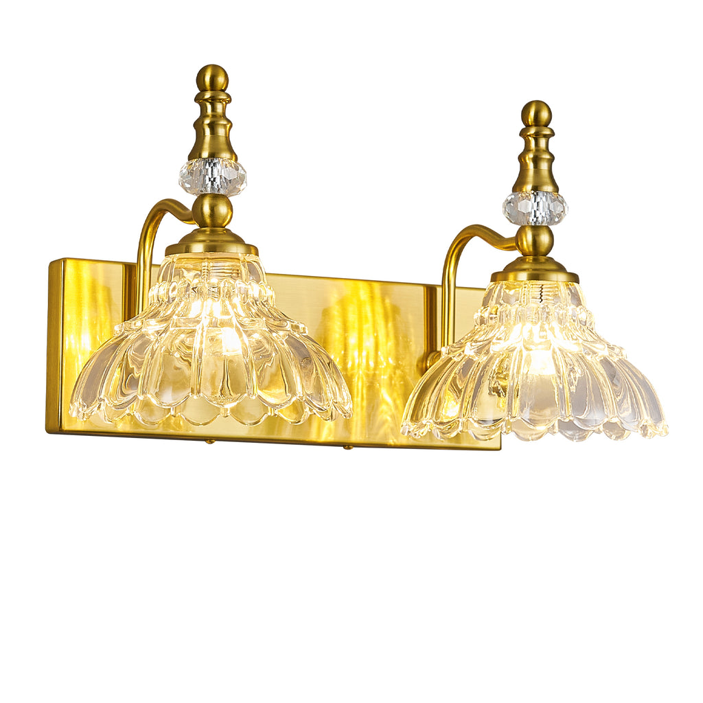 Vintage Clear Flower Glass Shade  Bathroom Vanity