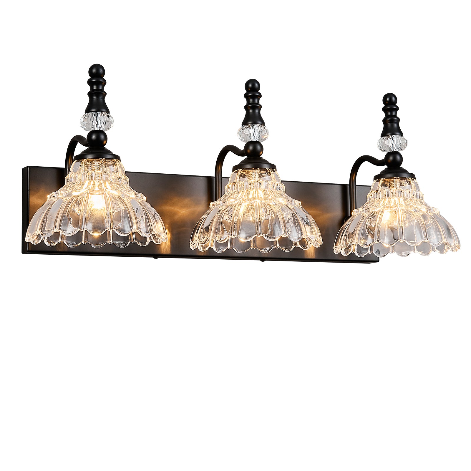 Vintage Clear Flower Glass Shade  Bathroom Vanity