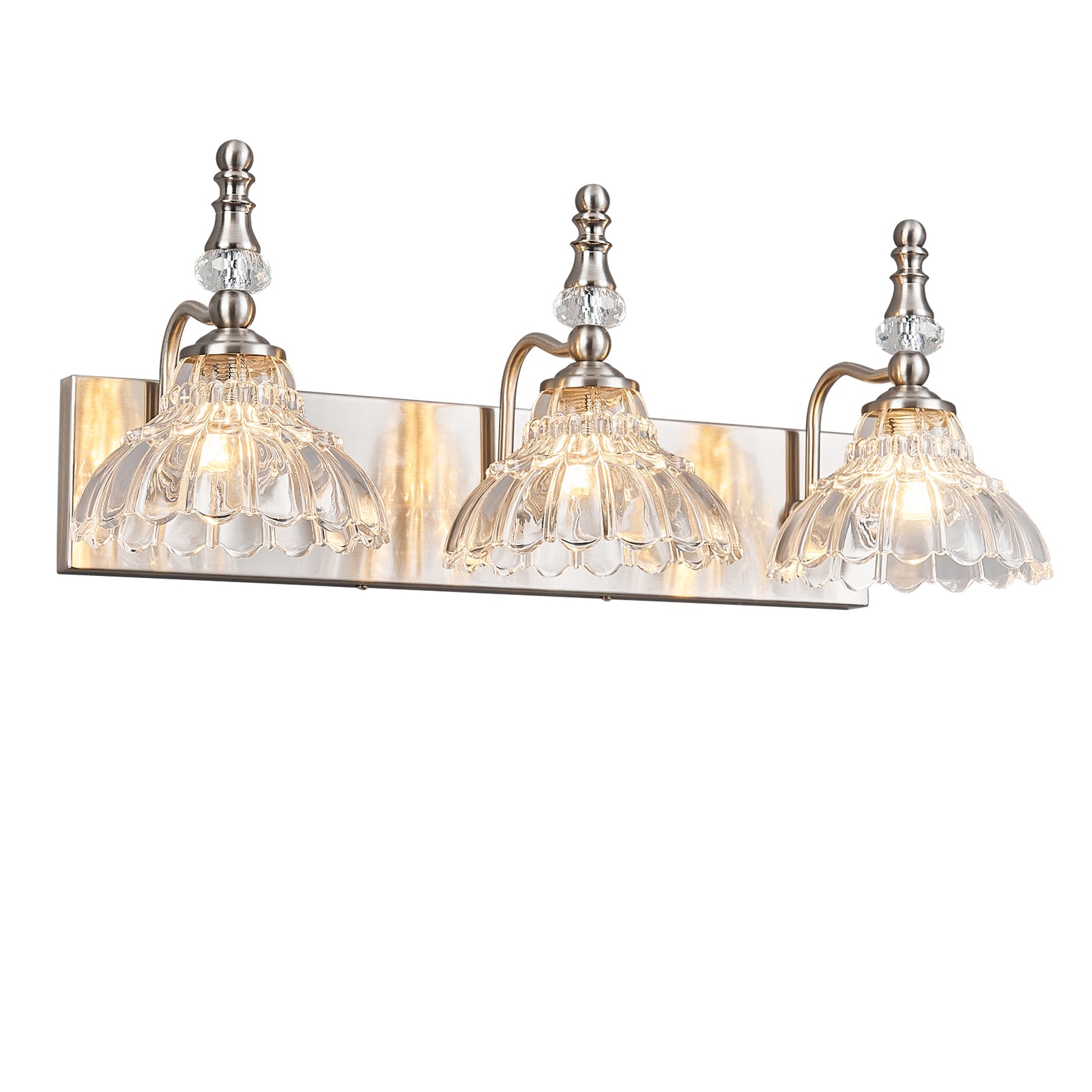 Vintage Clear Flower Glass Shade  Bathroom Vanity