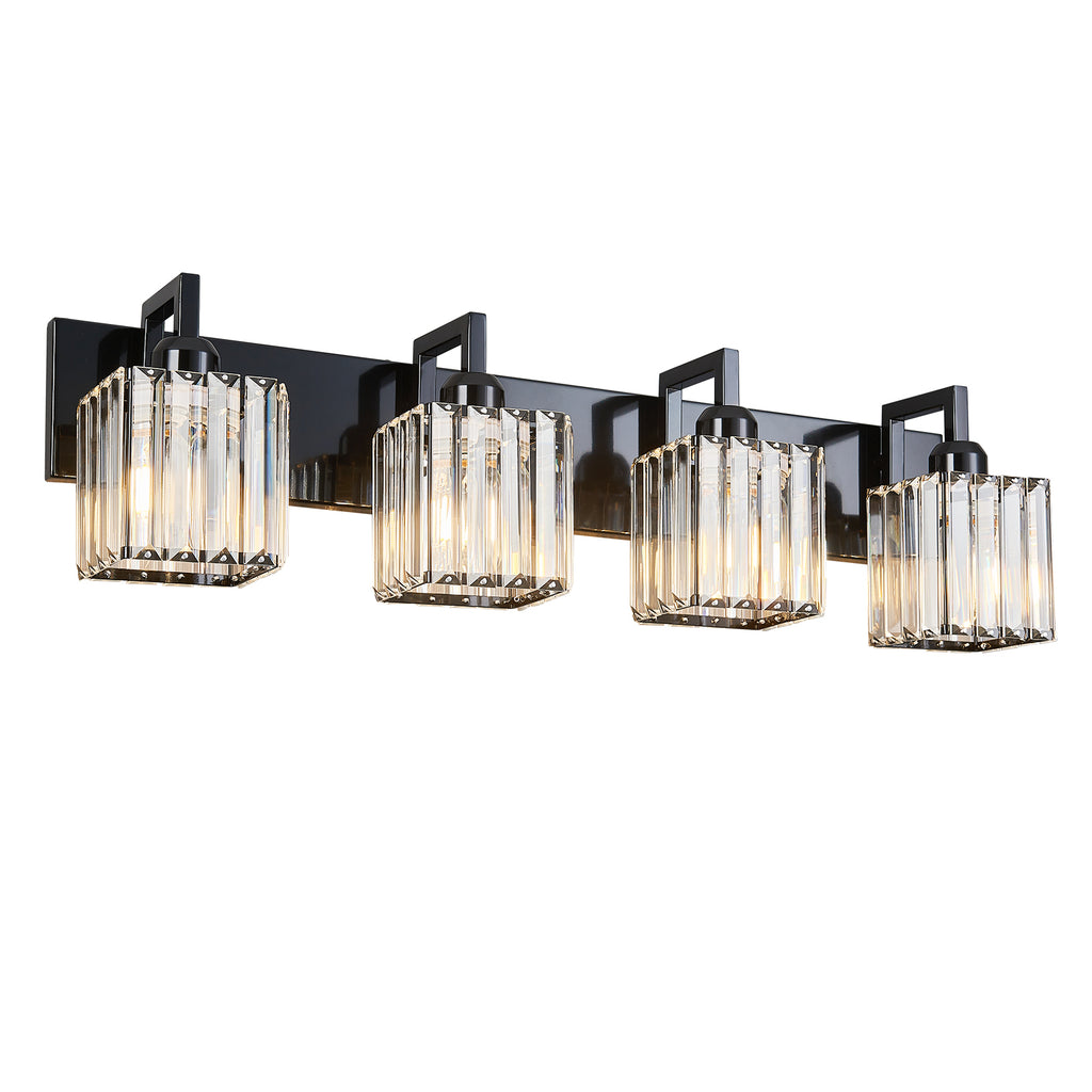 Modern Minimalist Vertical Rectangular Crystal Bathroom Vanity Light