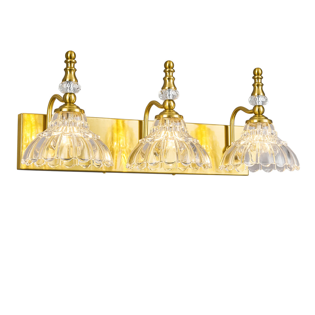Vintage Clear Flower Glass Shade  Bathroom Vanity