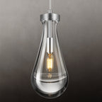 Raindrop Clear Solid Glass Adjustable Suspension Cord Pendant Light