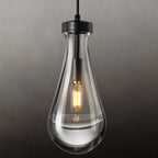 Raindrop Clear Solid Glass Adjustable Suspension Cord Pendant Light