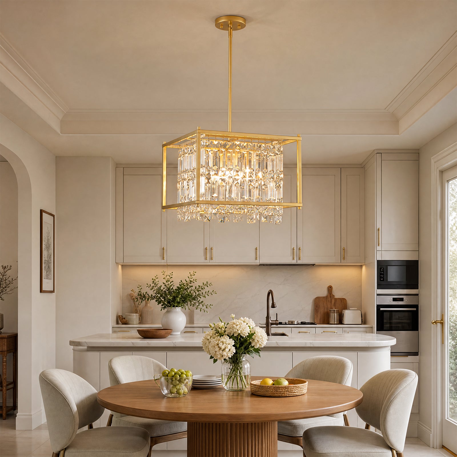 Modern Farmhouse Style Geometric Crystal Chandelier