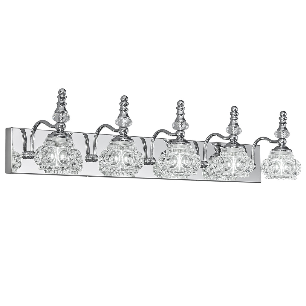 Vintage Embossed Textured Glass Curved Metal Arm Bathroom Vanity Light