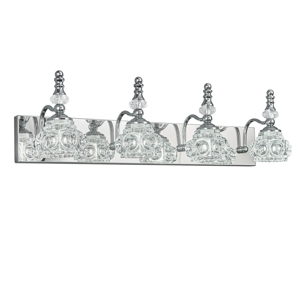Vintage Embossed Textured Glass Curved Metal Arm Bathroom Vanity Light