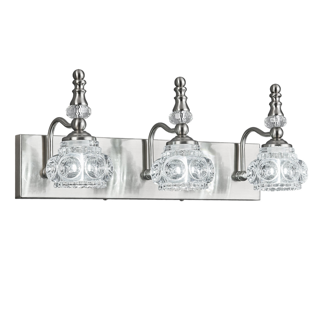 Vintage Embossed Textured Glass Curved Metal Arm Bathroom Vanity Light