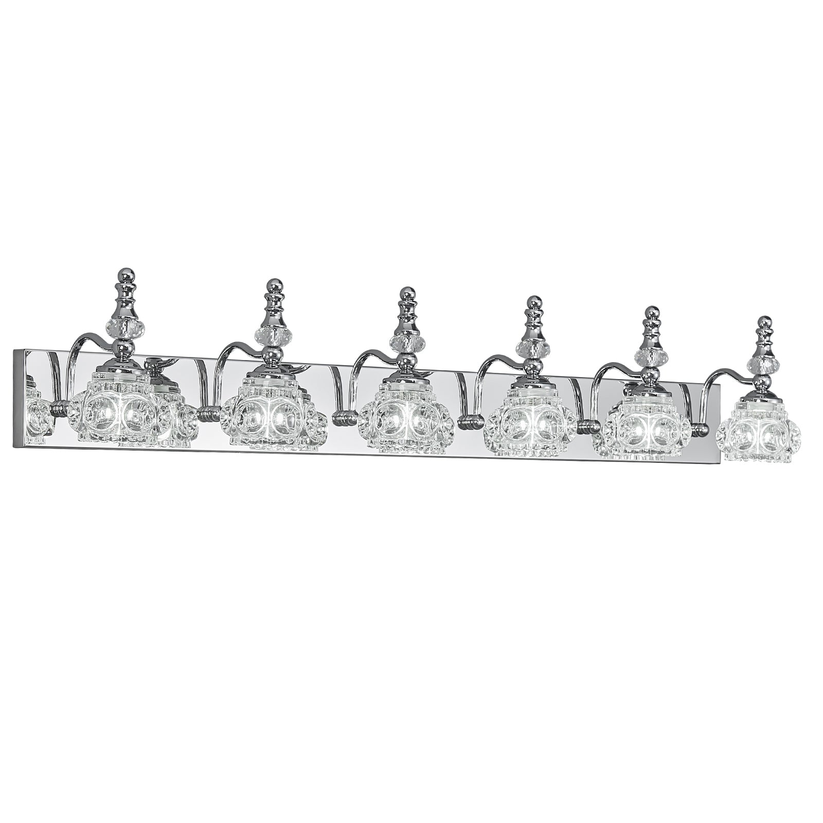 Vintage Embossed Textured Glass Curved Metal Arm Bathroom Vanity Light