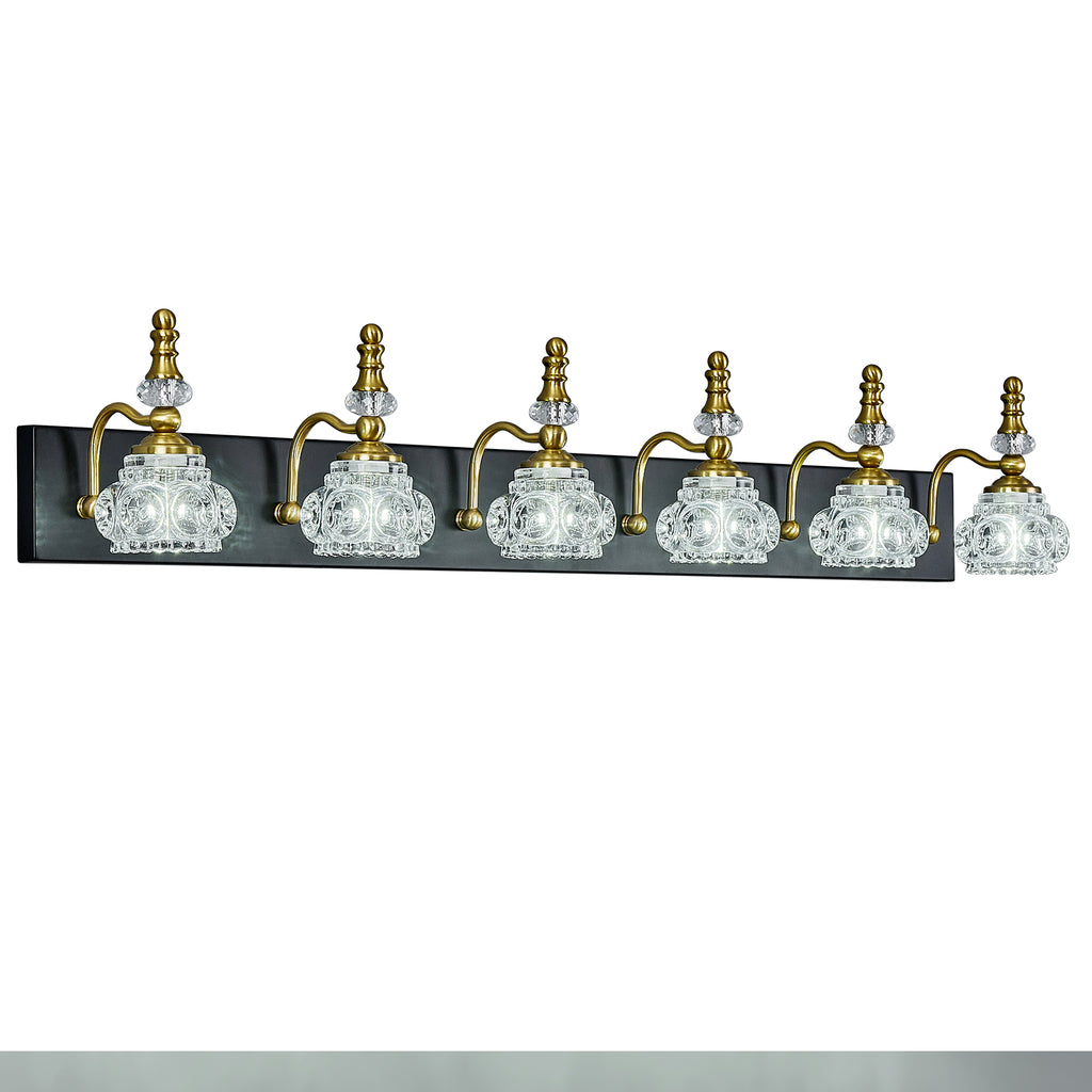 Vintage Embossed Textured Glass Curved Metal Arm Bathroom Vanity Light