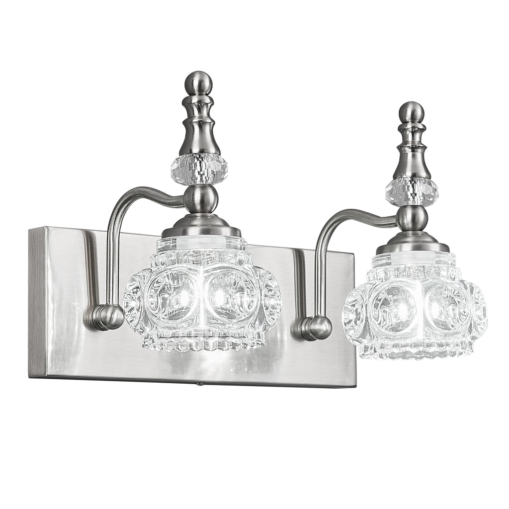 Vintage Embossed Textured Glass Curved Metal Arm Bathroom Vanity Light