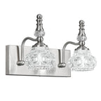 Vintage Embossed Textured Glass Curved Metal Arm Bathroom Vanity Light