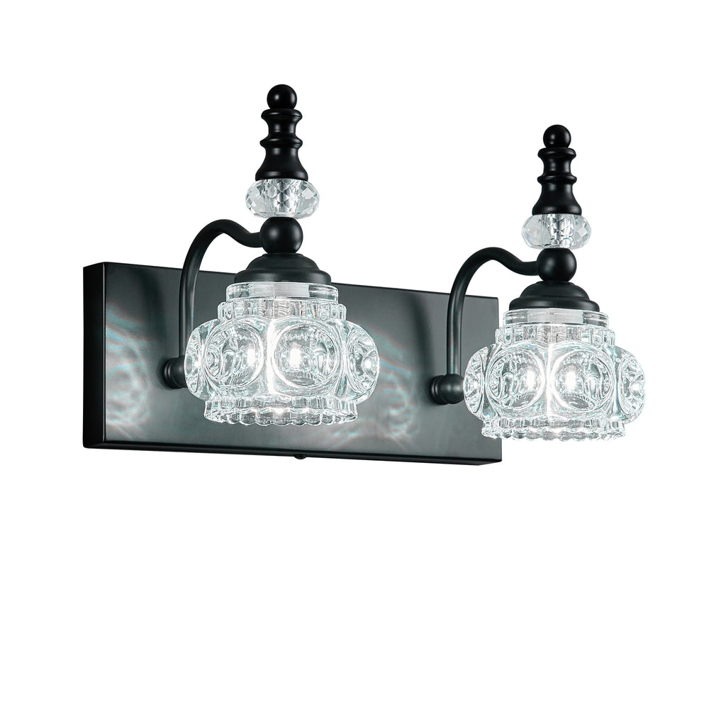 Vintage Embossed Textured Glass Curved Metal Arm Bathroom Vanity Light