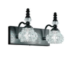Vintage Embossed Textured Glass Curved Metal Arm Bathroom Vanity Light