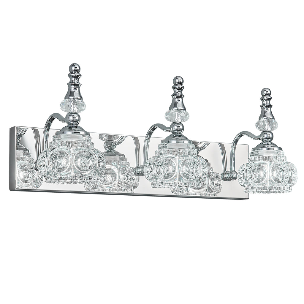 Vintage Embossed Textured Glass Curved Metal Arm Bathroom Vanity Light