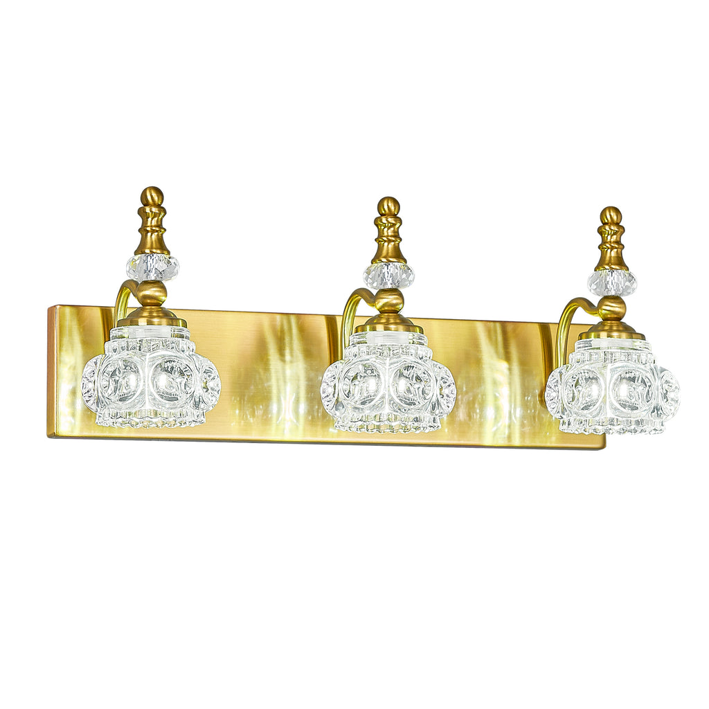 Vintage Embossed Textured Glass Curved Metal Arm Bathroom Vanity Light