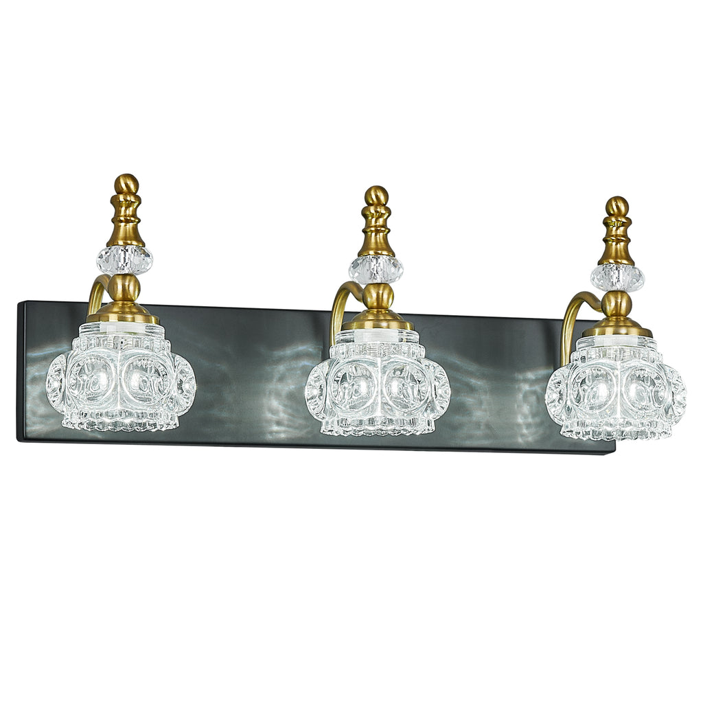 Vintage Embossed Textured Glass Curved Metal Arm Bathroom Vanity Light
