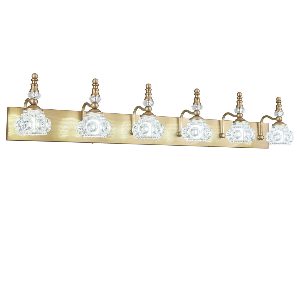 Vintage Embossed Textured Glass Curved Metal Arm Bathroom Vanity Light