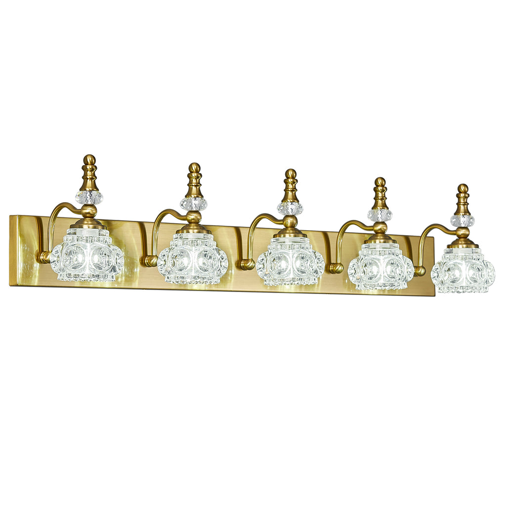 Vintage Embossed Textured Glass Curved Metal Arm Bathroom Vanity Light