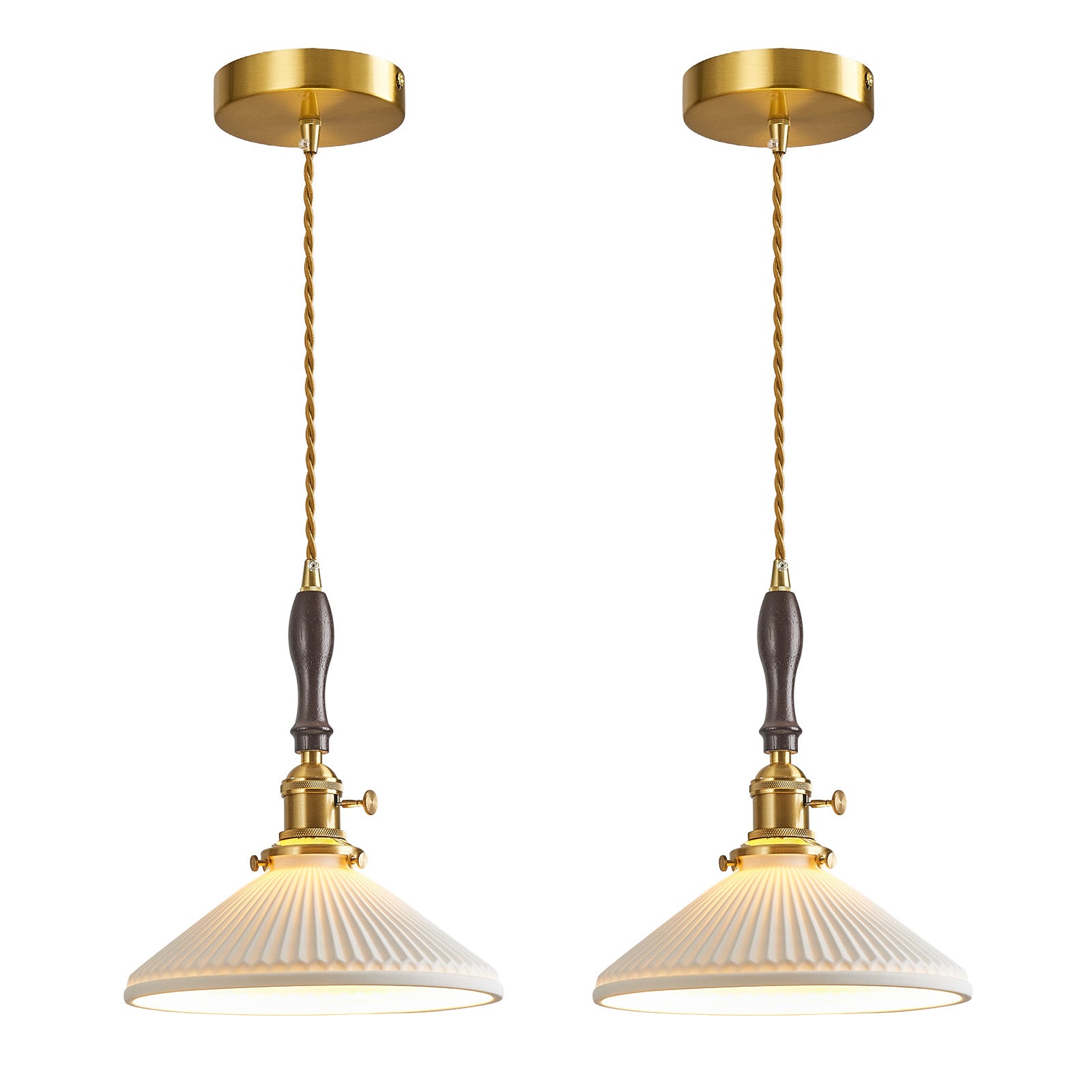 Retro Nordic Striped Ceramic Pendant Light Series
