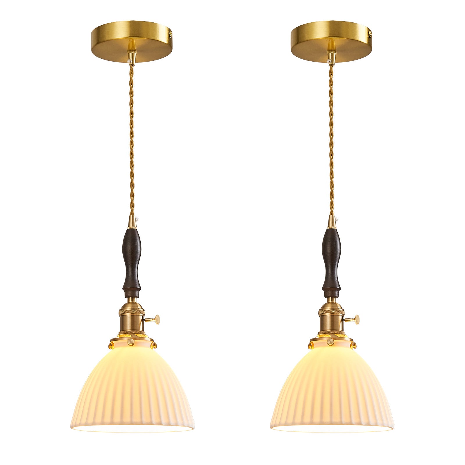 Retro Nordic Striped Ceramic Pendant Light Series
