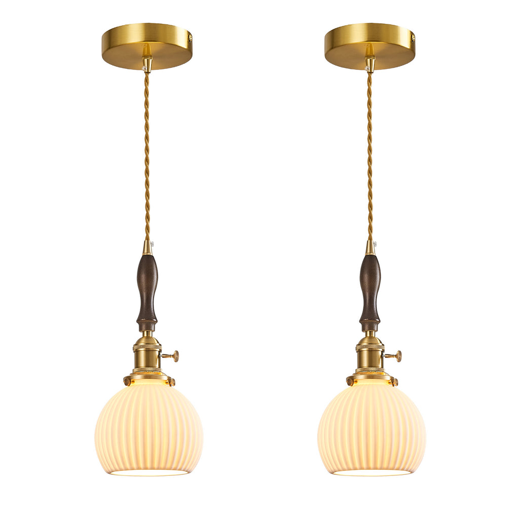 Retro Nordic Striped Ceramic Pendant Light Series