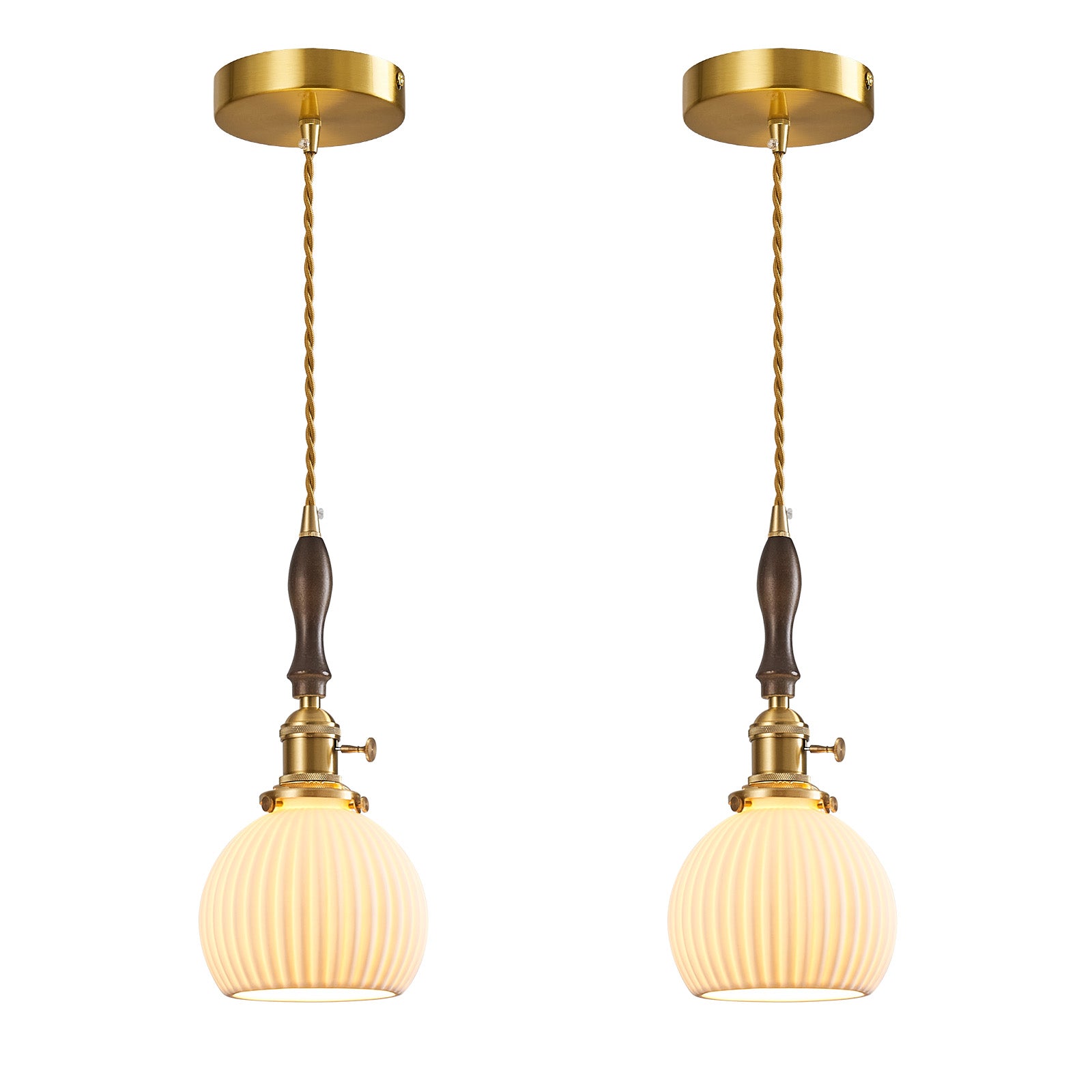 Retro Nordic Striped Ceramic Pendant Light Series
