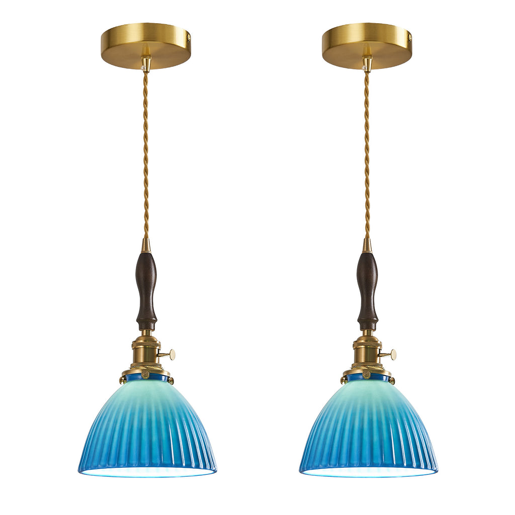 Retro Nordic Striped Ceramic Pendant Light Series