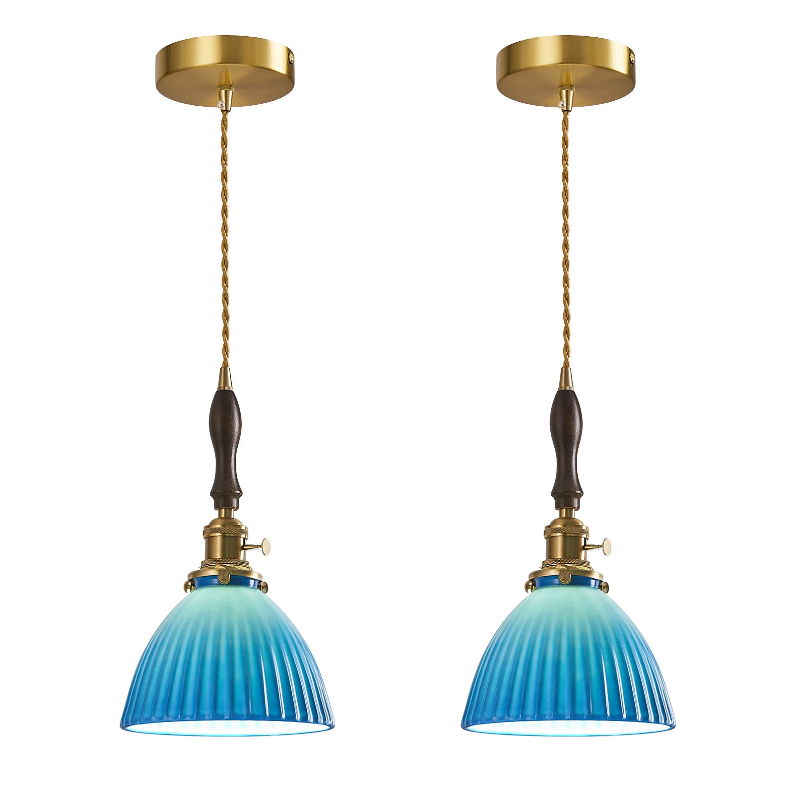 Retro Nordic Striped Ceramic Pendant Light Series