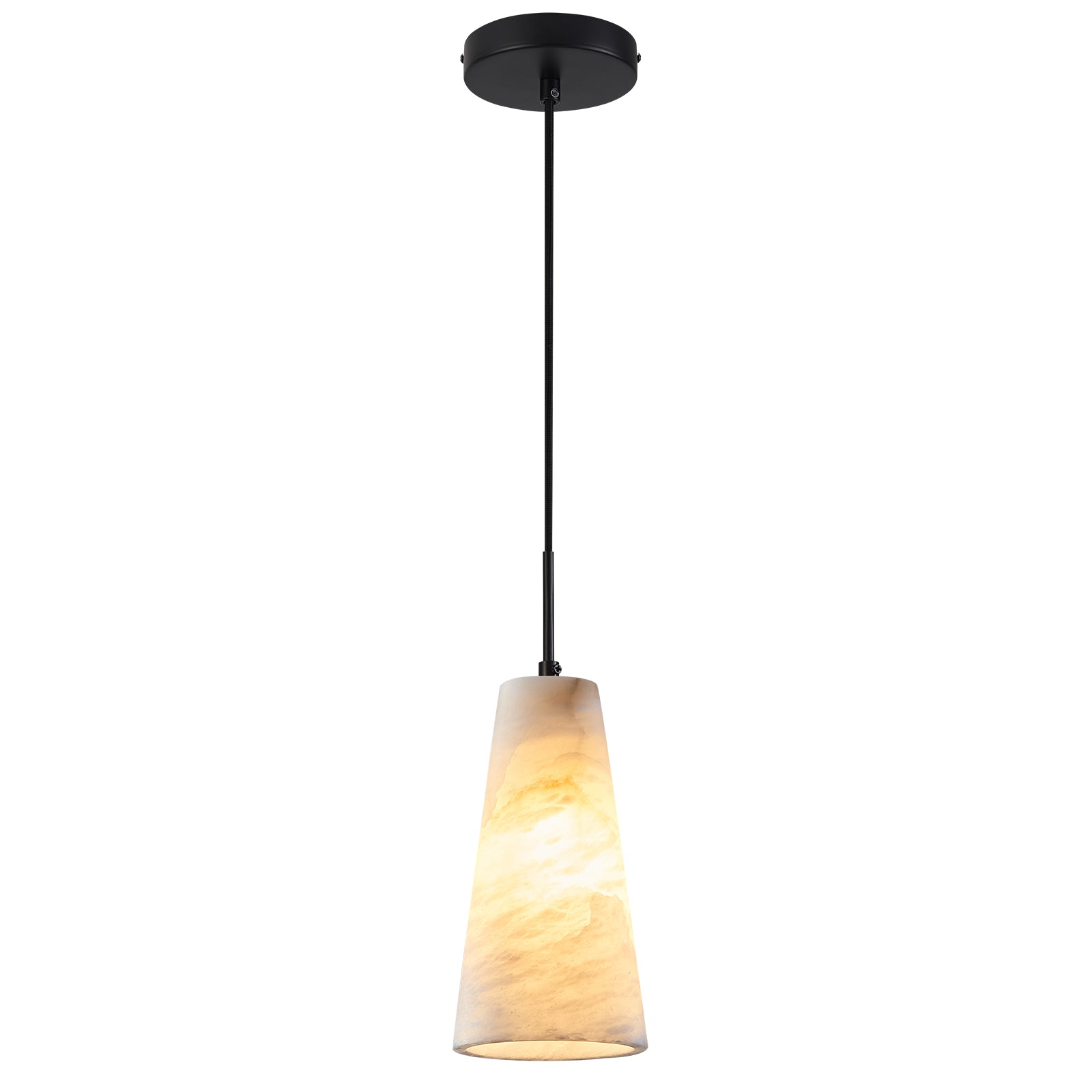 Modern Tapered Cone Natural Alabaster Single Pendant Light
