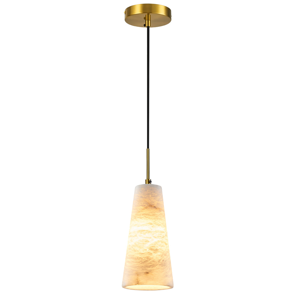 Modern Tapered Cone Natural Alabaster Single Pendant Light