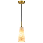 Modern Tapered Cone Natural Alabaster Single Pendant Light