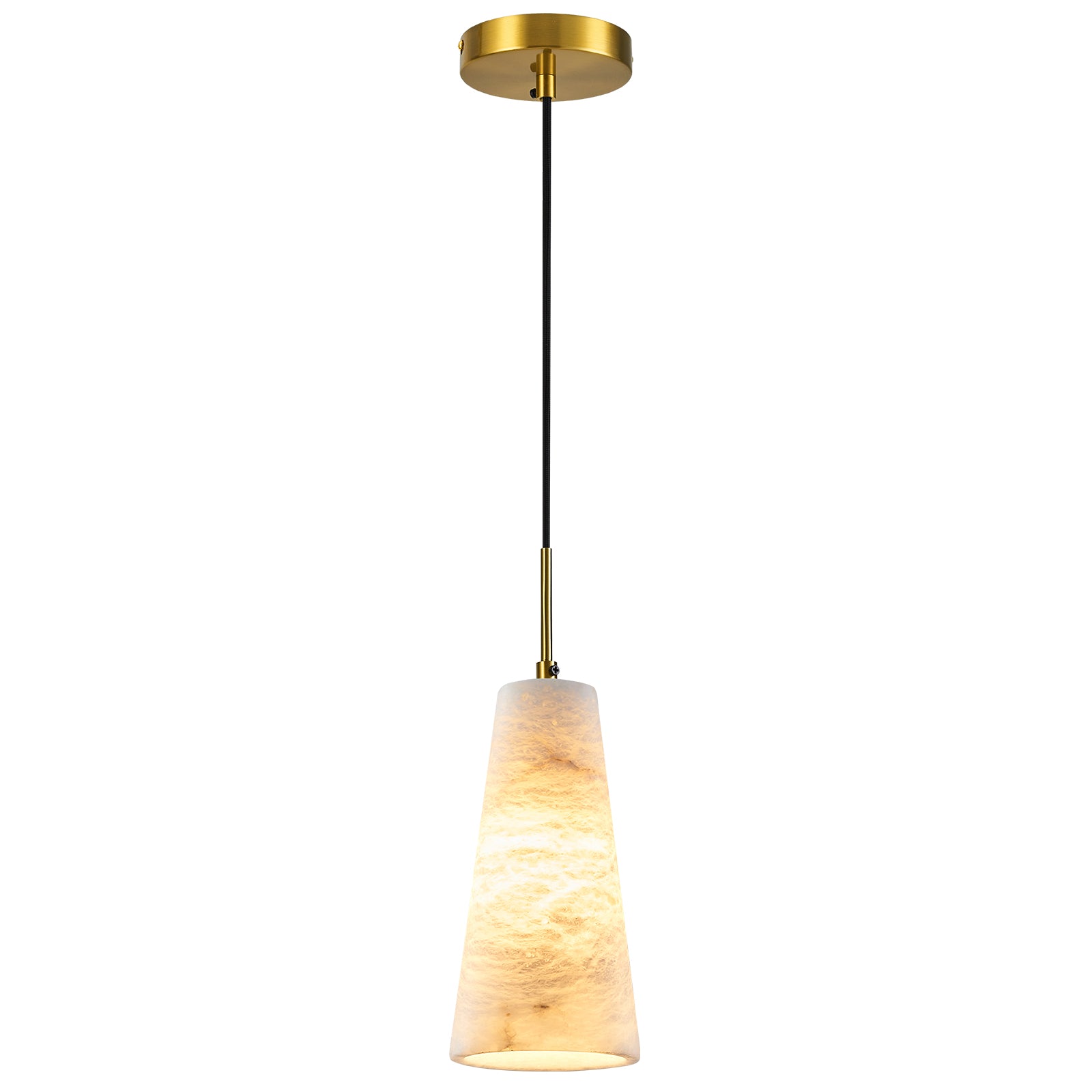 Modern Tapered Cone Natural Alabaster Single Pendant Light