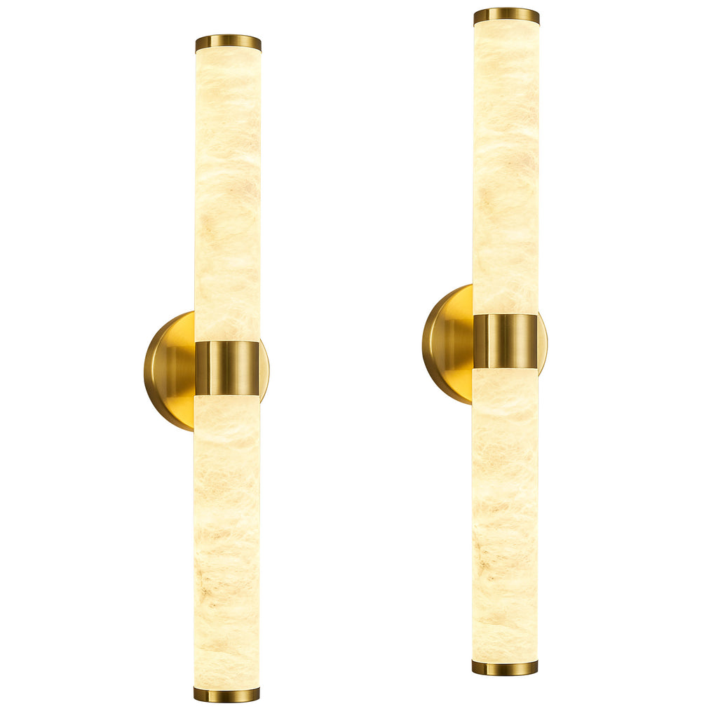 Natural Alabaster LED Wall Sconces Set of Two