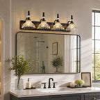 Vintage Clear Flower Glass Shade  Bathroom Vanity