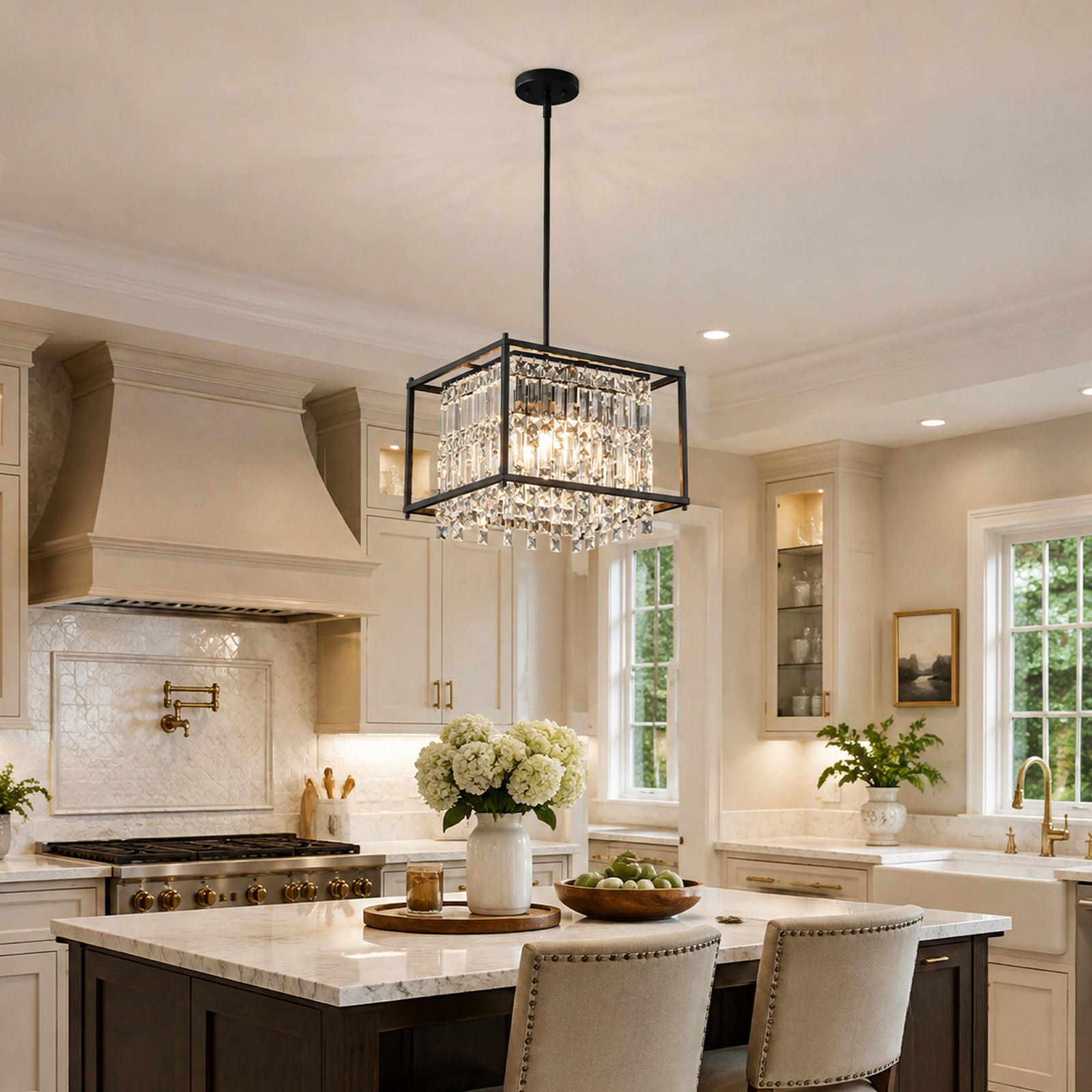 Modern Farmhouse Style Geometric Crystal Chandelier