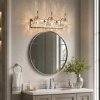 Vintage Clear Flower Glass Shade  Bathroom Vanity